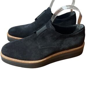 Vince Davy Black Suede Slip-on Platform Oxford 8.5
